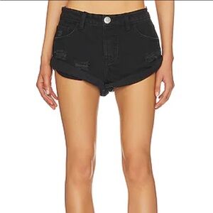 Black Denim Women's Shorts Knee teaspoon